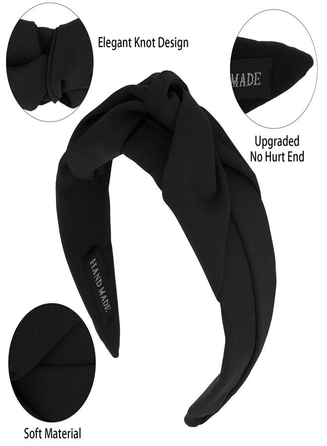 KIUEZIR 2Pcs Knotted Headbands for Women Wide Headband Fashion Non-slip Hair band, Diademas Para Mujer De Moda, Cute Hair Accessories(Black, White) - Image 3